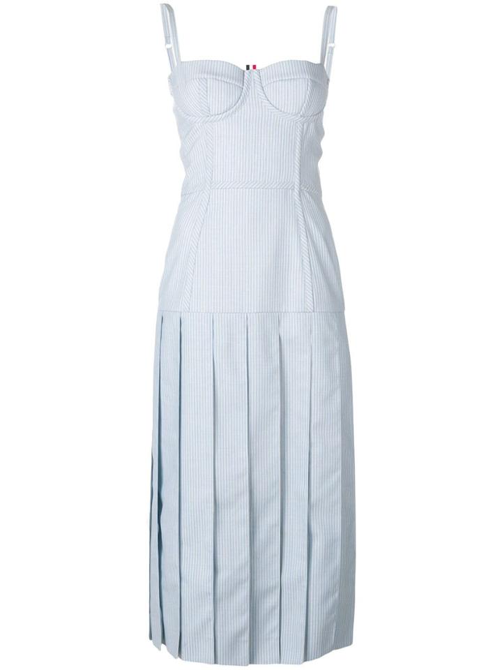 Thom Browne Awning Stripe Corset Skirt Dress - Blue