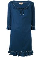 Fay - Eyelet Detail Shift Dress - Women - Cotton/spandex/elastane - Xxl, Blue, Cotton/spandex/elastane