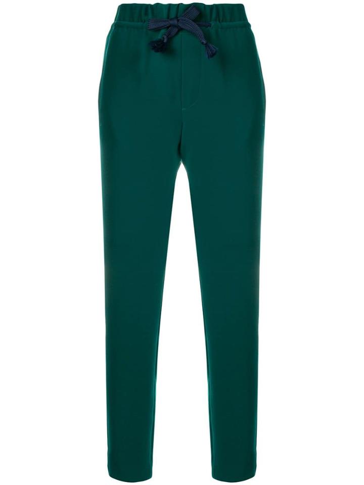 Closed Drawstring Waist Track Pants - Green