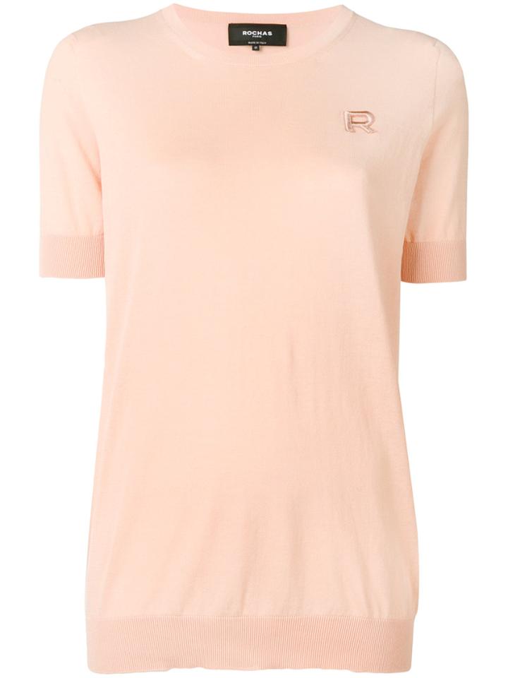 Rochas Short Sleeve Knitted Top - Pink & Purple