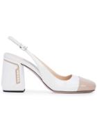 Prada Block Heel Two-tone Pumps - White