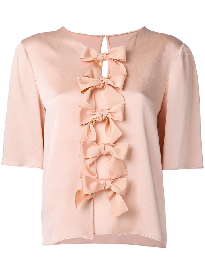 Fendi - Bow Blouse - Women - Silk/acetate/viscose - 42, Pink/purple, Silk/acetate/viscose