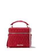 Miu Miu Matelassé Logo Plaque Box Bag - Red