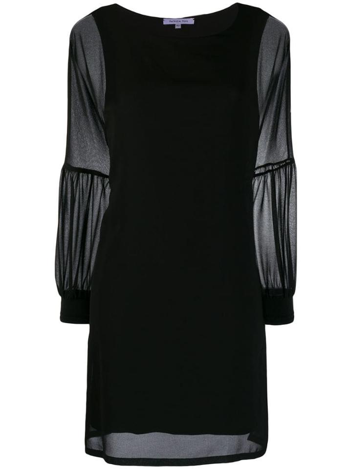 Patrizia Pepe Sheer Sleeves Shift Dress - Black