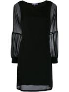 Patrizia Pepe Sheer Sleeves Shift Dress - Black