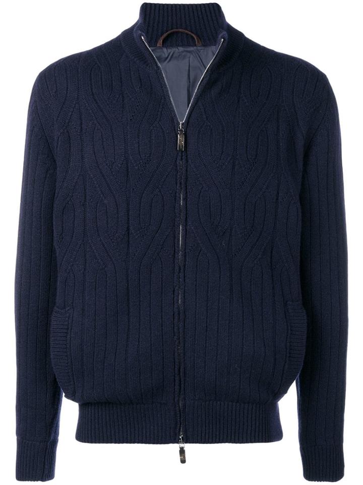 Corneliani Ribbed Cardigan - Blue