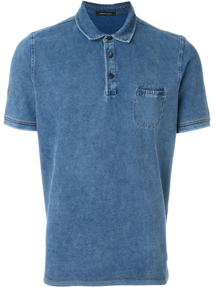 Roberto Collina Classic Chest Pocket Polo Shirt, Men's, Size: 46, Blue, Cotton