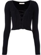 Ssheena Lace-up Cropped Cardigan, Women's, Size: Medium, Black, Spandex/elastane/viscose