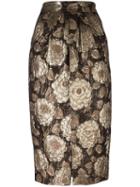 Christian Pellizzari Floral Jacquard Skirt, Women's, Size: 40, Grey, Polyester/polyamide/silk