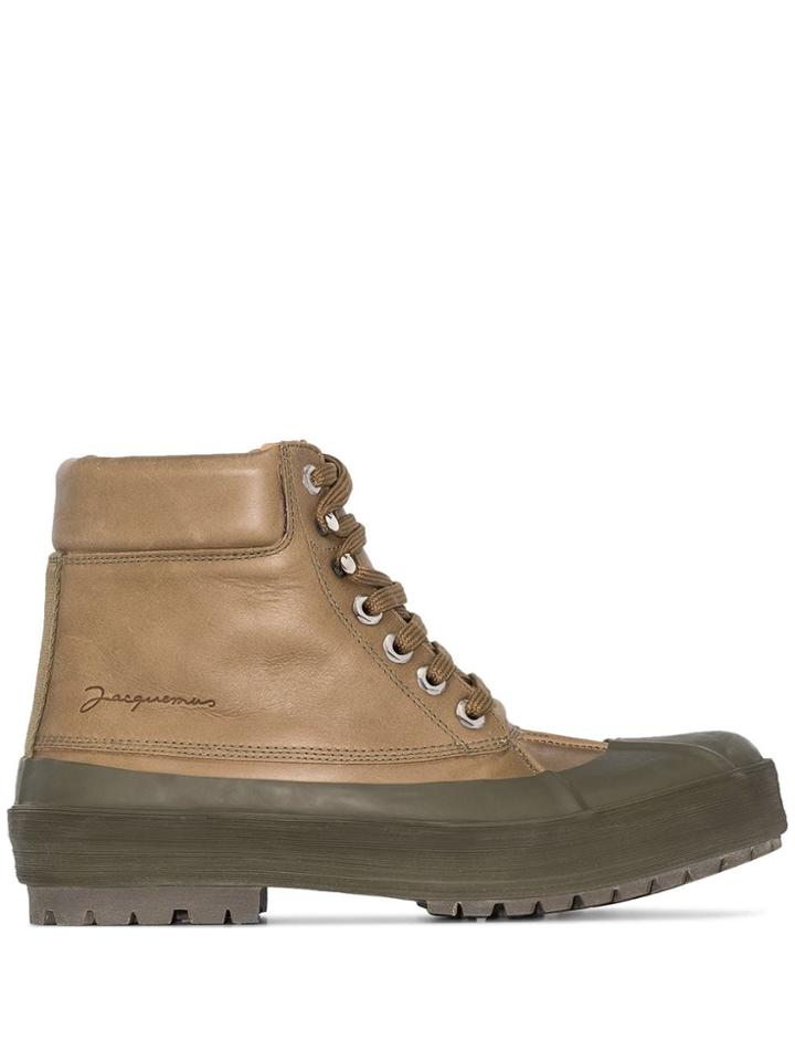 Jacquemus Les Meuniers Hautes Leather Ankle Boots - Green