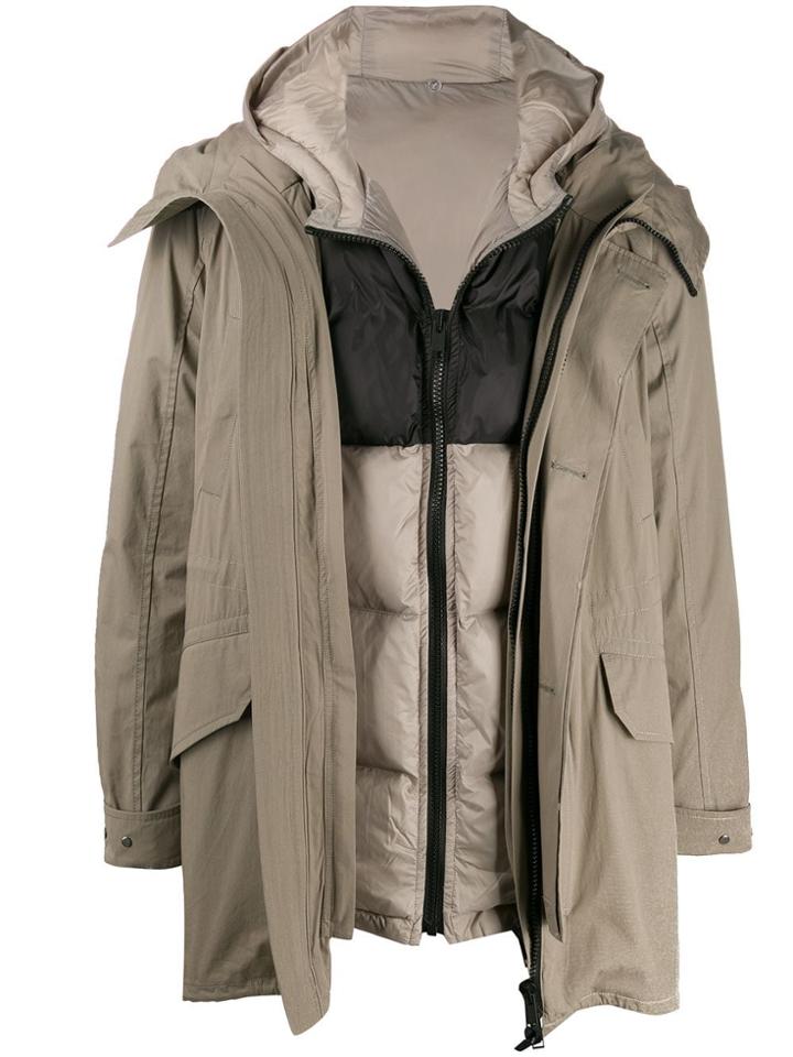 Yves Salomon Layered Hooded Coat - Black