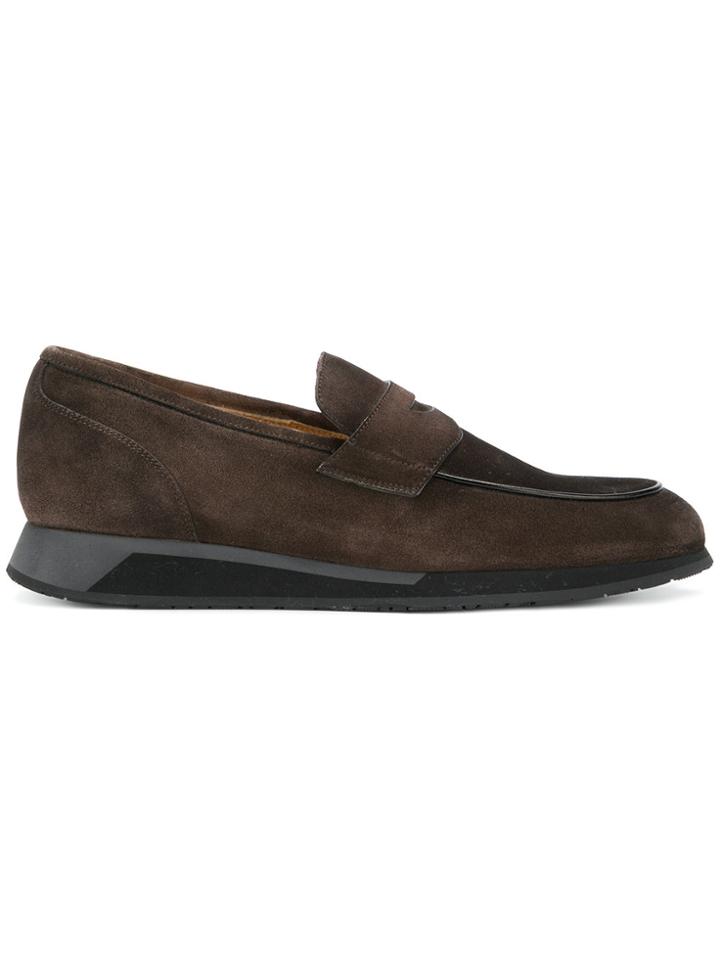 Santoni Comfort Sole Penny Loafers - Brown