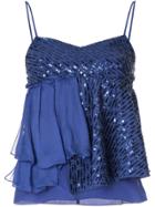 Nina Ricci Sequined Camisole Top - Blue