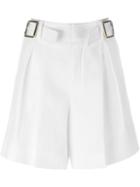 Chloé Belted Shorts, Women's, Size: 34, White, Silk/linen/flax/acetate/cotton