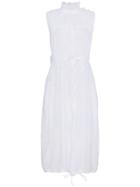 Blindness Sleeveless Ruffle Neck Dress - White