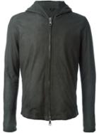 Giorgio Brato Zip Hood Jacket, Men's, Size: 48, Green, Leather/nylon