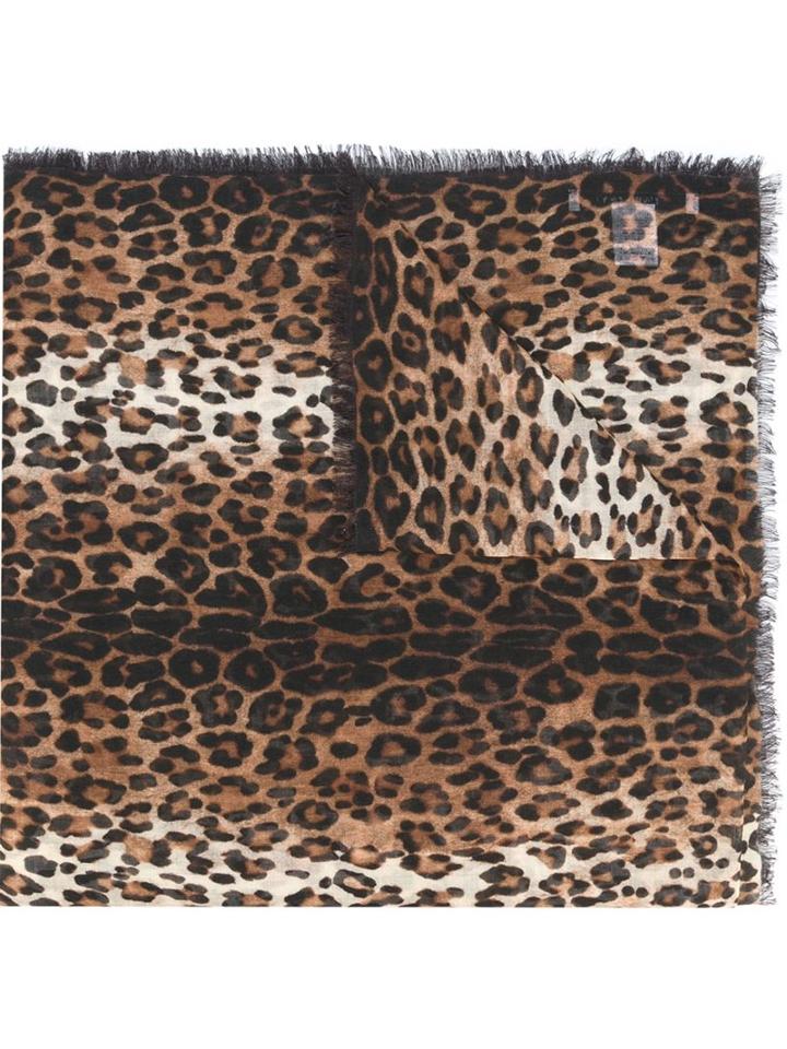 Givenchy Leopard Print Scarf, Women's, Brown, Silk/cashmere