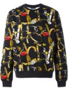 Versace Belt Print Sweatshirt, Men's, Size: Small, Black, Cotton