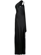 Michelle Mason One Shoulder Cut Out Gown - Black