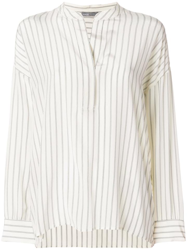 Vince Striped V-neck Blouse - Nude & Neutrals