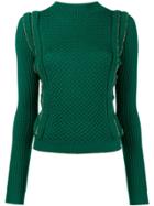 Philosophy Di Lorenzo Serafini Ruffled Waffle-knit Sweater - Green