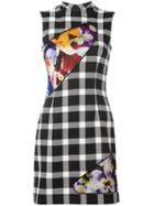 Christopher Kane Floral Insert Check Mini-dress, Women's, Size: 42, Black, Polyamide/polyester/wool/silk