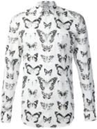 Alexander Mcqueen Butterfly And Moth Print Shirt, Men's, Size: 39, White, Cotton