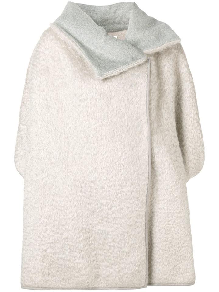 Fabiana Filippi Foldover Collar Oversized Cloak - Nude & Neutrals