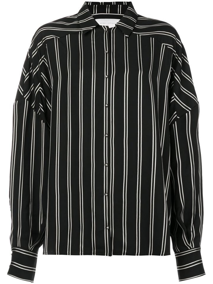 Esteban Cortazar Striped Button Shirt - Black