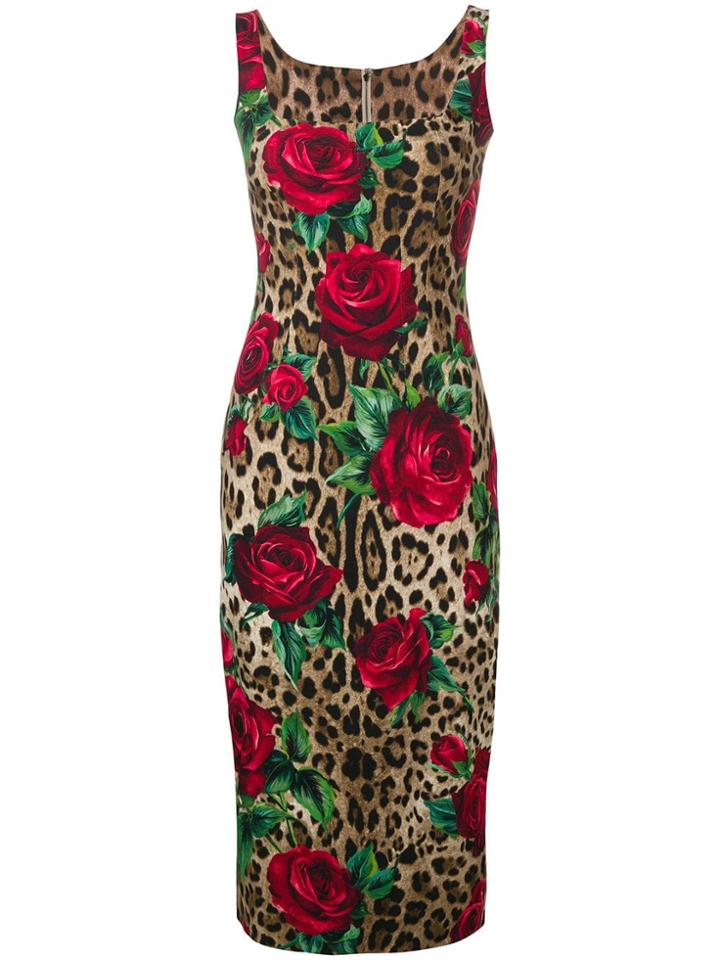 Dolce & Gabbana Printed Midi Dress - Brown