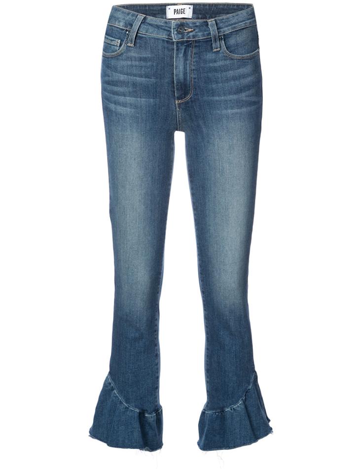 Paige Cropped Flare Jeans - Blue