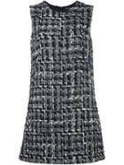 Dolce & Gabbana Bouclé Shift Dress, Women's, Size: 48, Grey, Silk/cotton/acrylic/wool