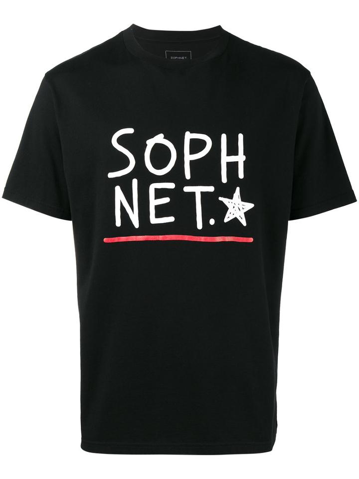Sophnet. - Logo And Star Printed T-shirt - Men - Cotton - L, Black, Cotton