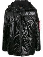 Alpha Industries 'nasa' Print Padded Jacket - Black