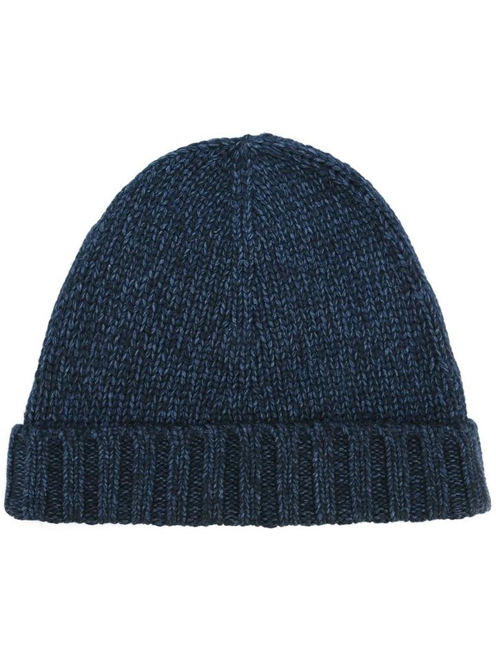 Loro Piana Ribbed Beanie, Men's, Blue, Cashmere/silk