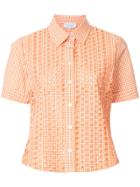 Ck Calvin Klein Embroidered Gingham Short Sleeve Shirt - Yellow &