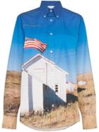 Calvin Klein Jeans Est. 1978 School Flag Print Cotton Shirt - Blue