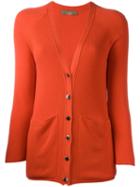 Cruciani Ribbed V-neck Cardigan, Women's, Size: 38, Yellow/orange, Viscose/cashmere