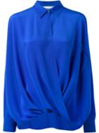 Moschino Draped Shirt, Women's, Size: 40, Blue, Silk