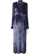 Attico Long Sleeved Wrap Dress, Women's, Size: 40, Blue, Viscose/silk