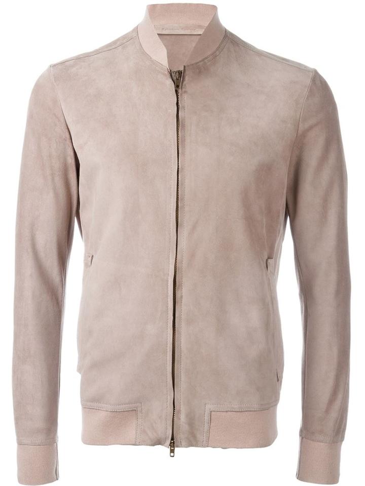Salvatore Santoro Front Zip Jacket, Men's, Size: 54, Nude/neutrals, Leather
