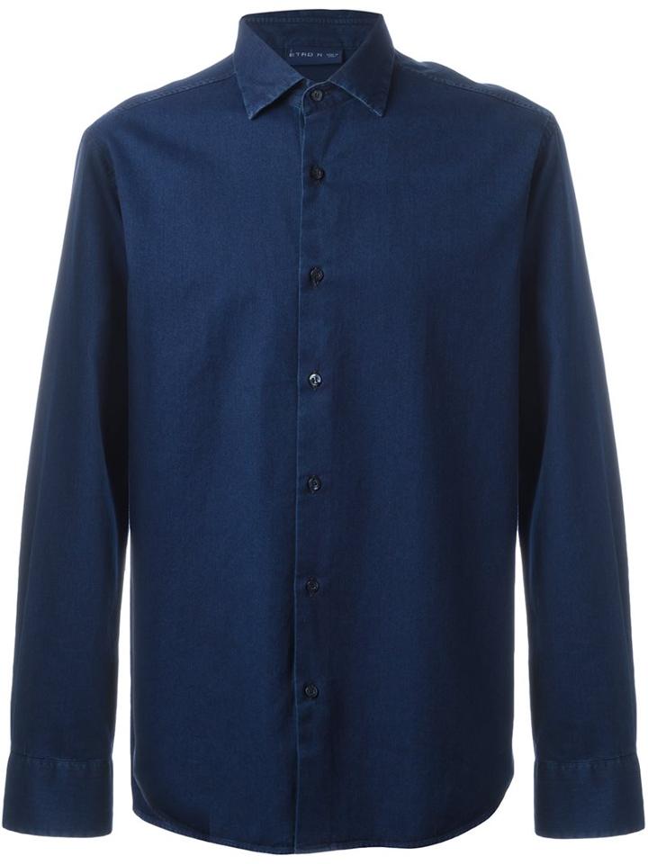 Etro Denim Shirt, Men's, Size: Large, Blue, Cotton