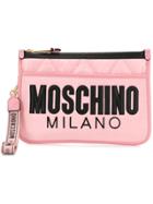 Moschino Quilted Logo Clutch - Pink
