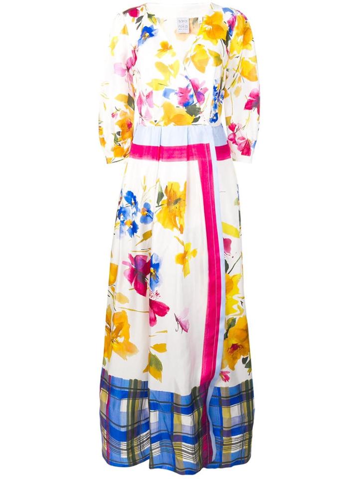 Sara Roka Mixed Print Maxi Dress - White