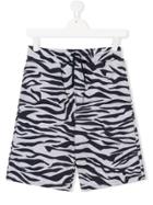 Kenzo Kids Teen Zebra Print Shorts - Blue