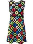 Boutique Moschino Crochet Top Printed Dress, Women's, Size: 42, Black, Silk/cotton