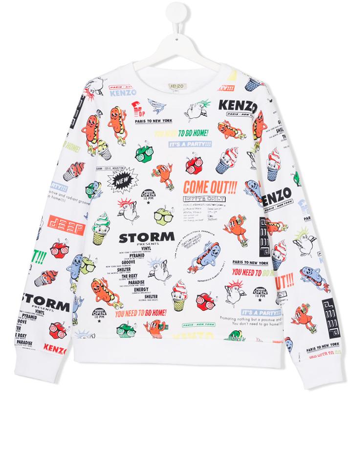 Kenzo Kids Cartoon Print Sweatshirt - White