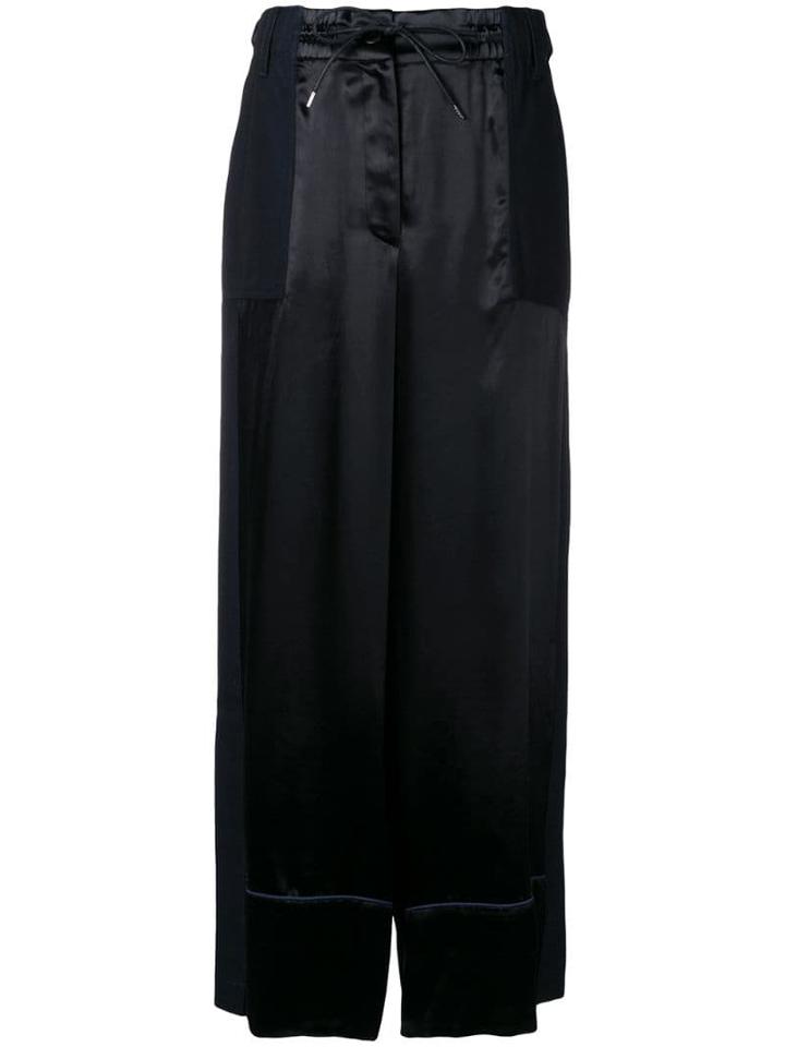 Sacai Contrast Panel Palazzo Trousers - Black