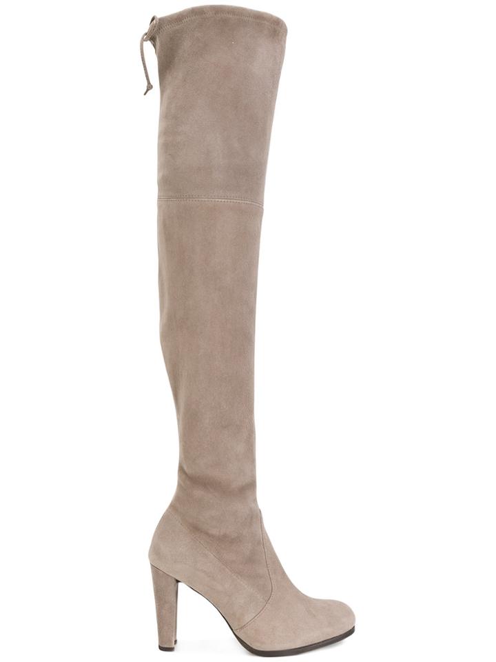 Stuart Weitzman Tie Top Over The Knee Boots - Grey