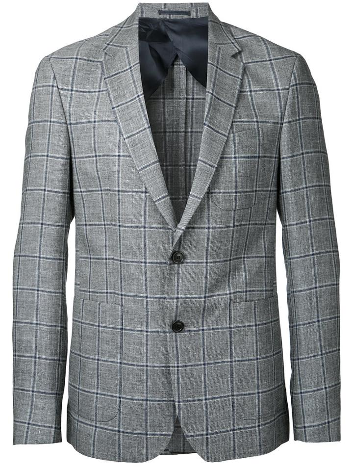 Cerruti 1881 Woven Check Blazer, Men's, Size: 46, Grey, Linen/flax/lambs Wool